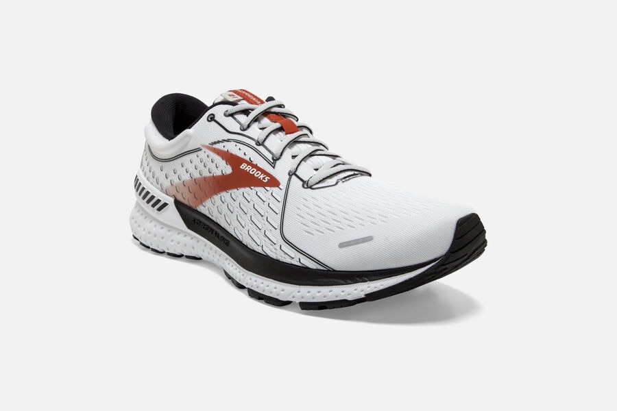 Brooks Israel Adrenaline GTS 21 Road Running Shoes Mens - White/Black/Orange - UEC-504938